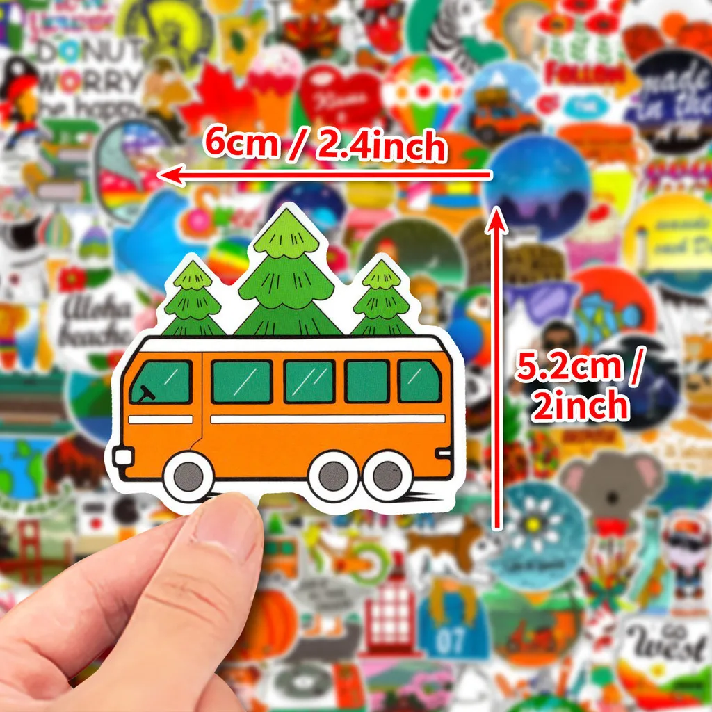 100/50 قطعة من ملصقات العلامات التجارية العصرية المختلطة - جرافيتي صغيرة مقاومة للماء للخوذات والدراجات وحقائب القلم الرصاص (متجر Anime Worlds)