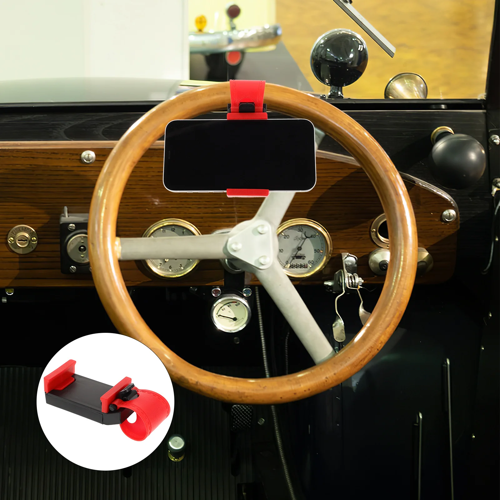 

Universal Car Steering Wheel Phone Holder Mount Hands-Free Clip Compatible with Most Smartphones Car Holder