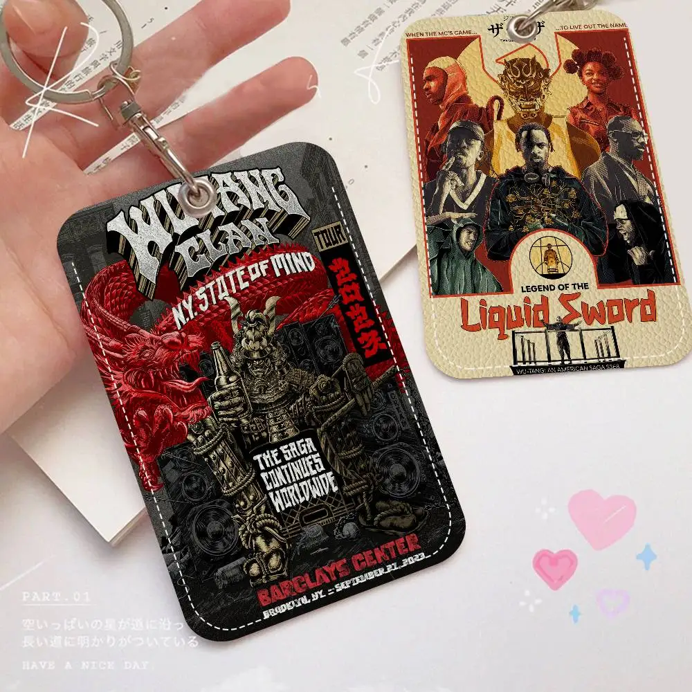 WU-T--TANG CLAN الفرقة 1 قطعة حافظة بطاقات الوصول حافظة بطاقات جلدية المفاتيح حلقة رئيسية باب الوصول العلامات حافظة بطاقات الهوية المفاتيح