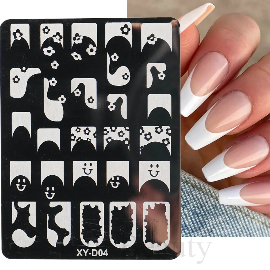 French Line Tips Nail Stamping Plates Stencil Forms Geometry Flowers Leaf Nail Art Stamp Templates Gel Polish Printing Plate image 5