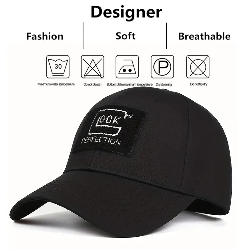 Men\'s Lock Camouflage Embroidery Hiphop Versatile Baseball Cap Adult Sunshade Hat Unisex Adjustable Hip Hop Baseball Cowboy Cap