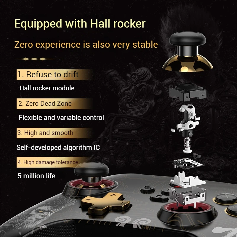 Wireless Bluetooth Game Control Handle Pad For Iphone Android Gamepad For Black Myth Wukong Hall Joystick Double Cut Trigger