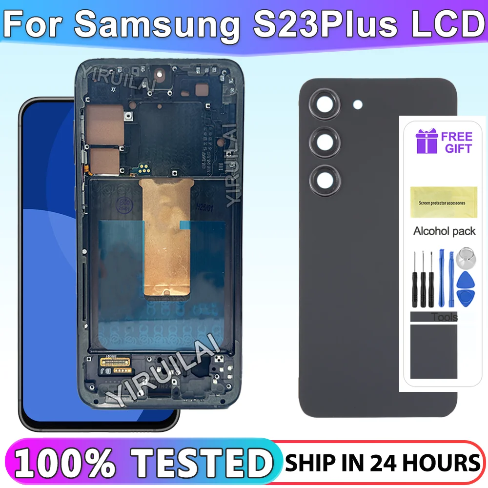 

100%Test S23+ 5G LCD For Samsung S23 Plus LCD Display Touch Screen Digitizer For Samsung S23 Plus 5G S916B S916U With Frame