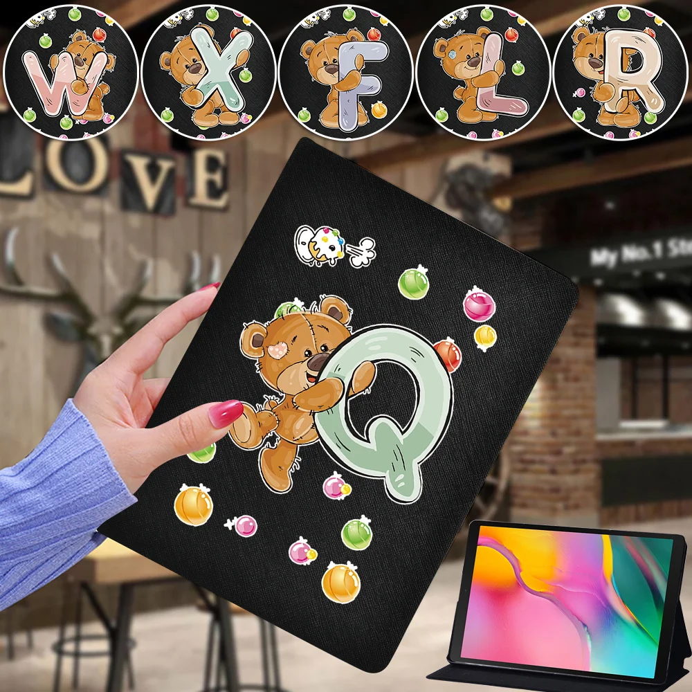 

For Samsung Galaxy Tab S7 11/Tab S6 Lite 10.4/S6 10.5/S5e 10.5/S4 10.5 Inch Bear Print Leather Flip Tablet Adjustable Stand Case