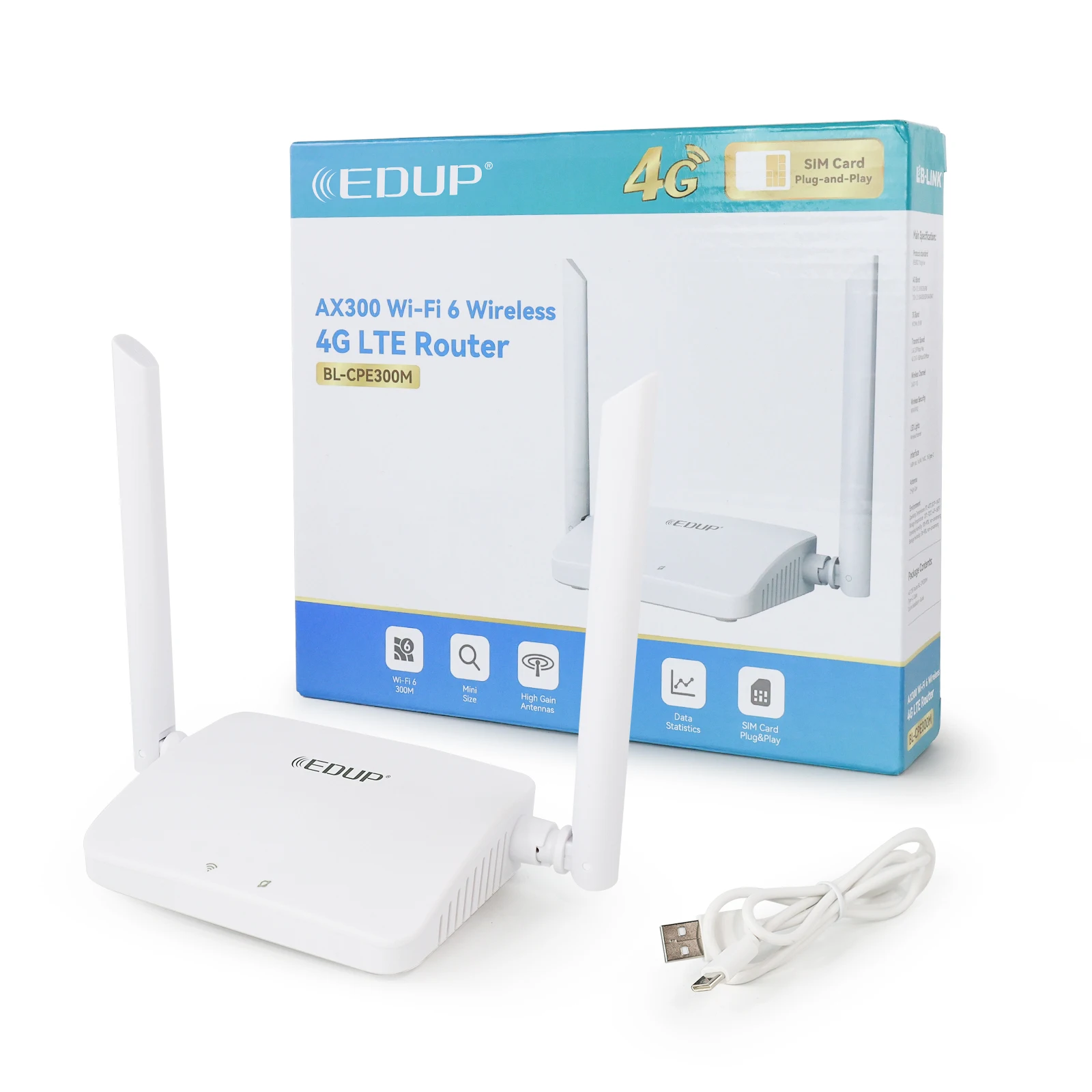 EDUP Wholesale Bulk Sale EP-CPE300M 300Mbps Mini Portable Wifi 6 Router Wireless 4G LTE Router with Sim Card Slot