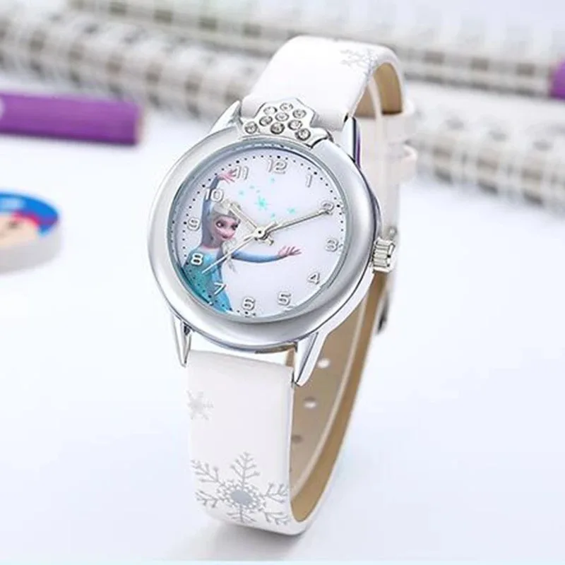 Jam Tangan Cosplay Frozen Mickey Mouse Kartun Disney dengan Kotak Jam Tangan Anak-anak Minnie Hadiah Anak-anak