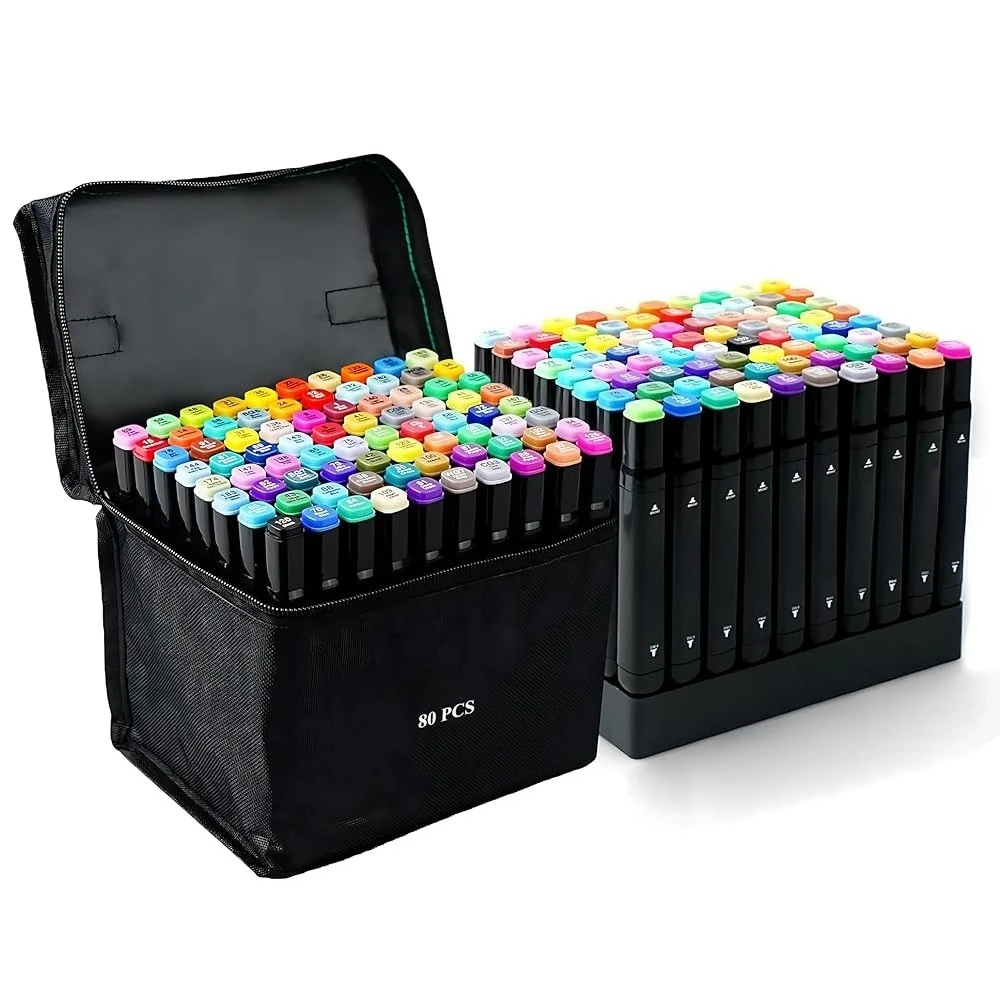 

Alcohol Markers 80 Colors with Base Dual Tip Art Drawing Markers for Kids Students and Adults Comics Sketching Illustration -