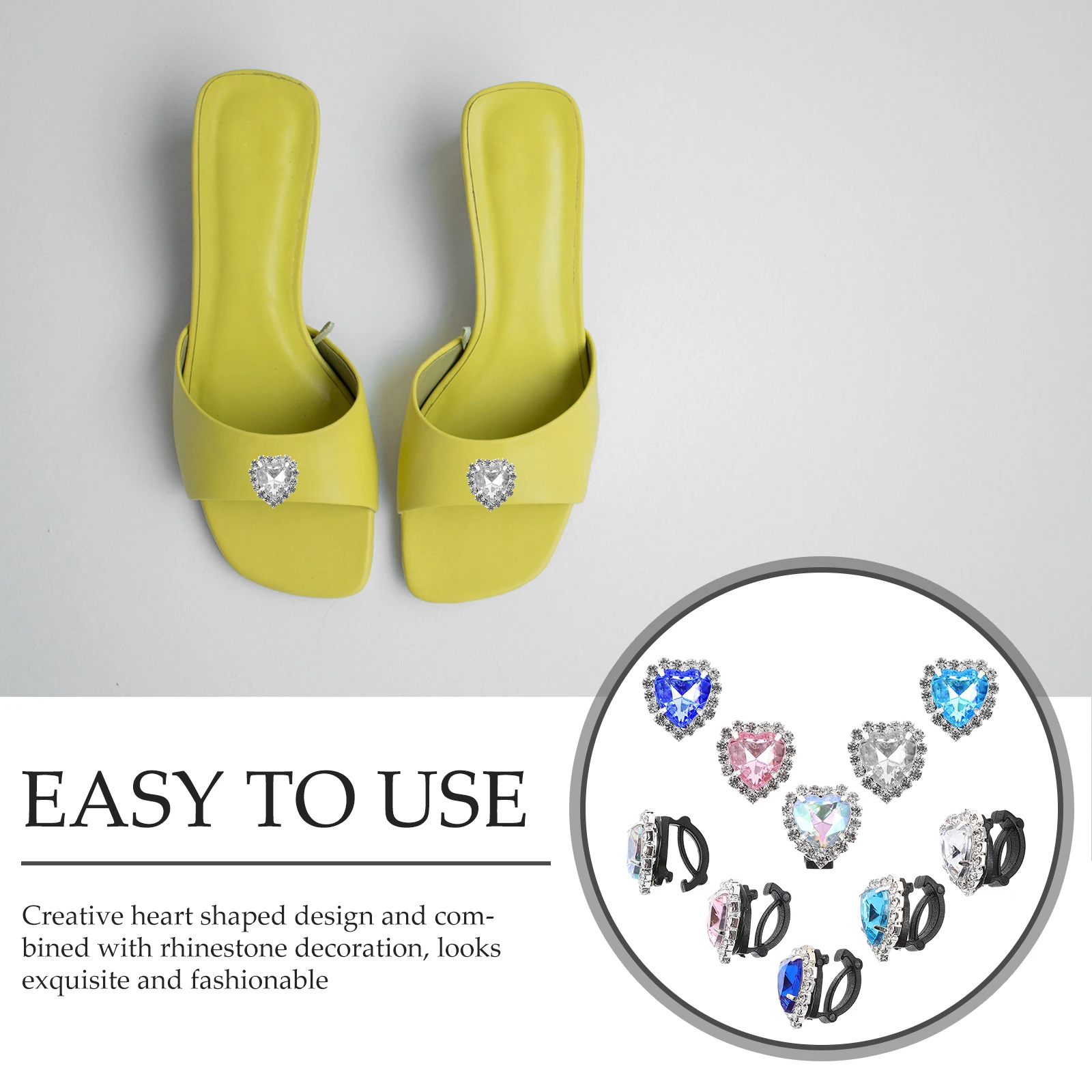 

12pcs Shoe Charm Clips Rhinestone Shoelace Charms For Sneakers Diy Decorations Bling Accessories Heart Design Aluminum Glass