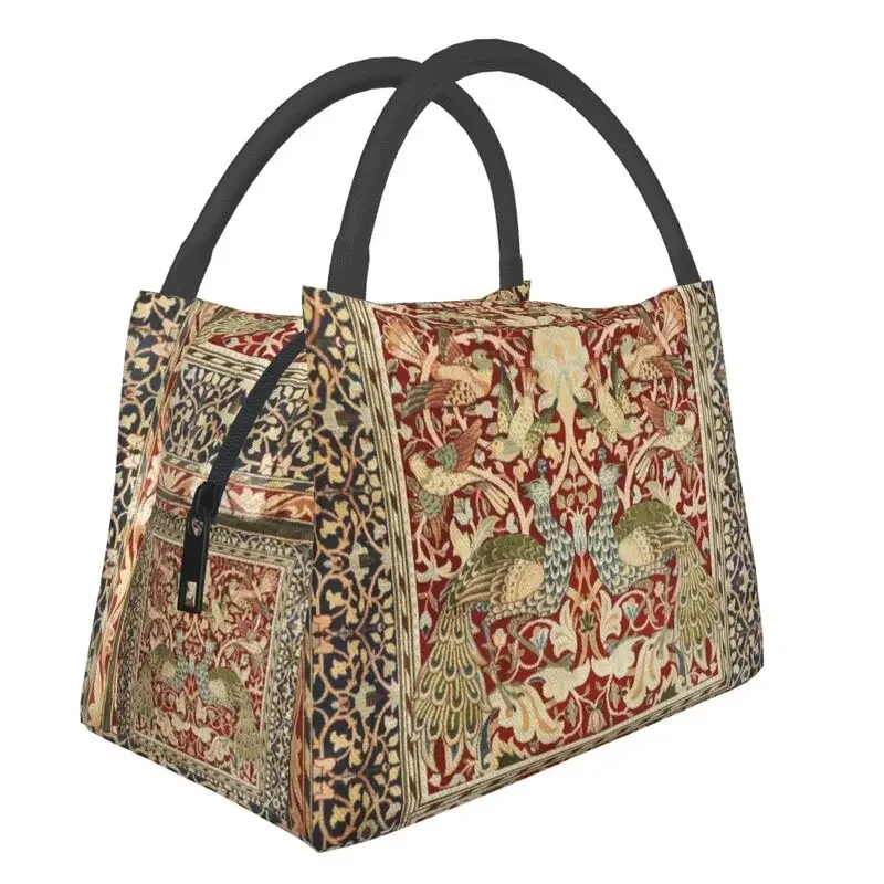 William Morris Vintage Insulated Lunch Bags for Women Floral Textile Pattern Portable Thermal Cooler Bento Box Shoulder Bag