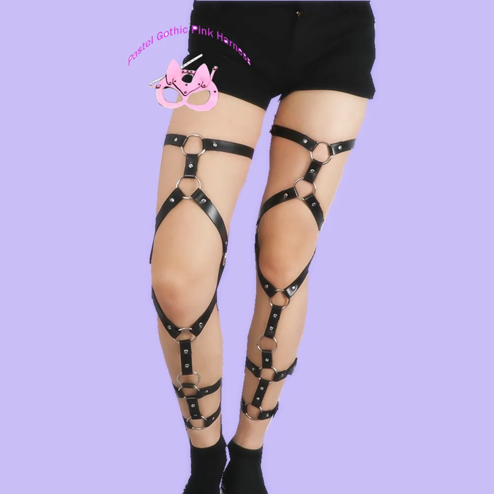 

Punk Garter Belt PU Leather Fishnet Stocking Belt Leg Wrap Festival Outfit Sexy Women's Underwear Gothic Clothes Y2k Accessories