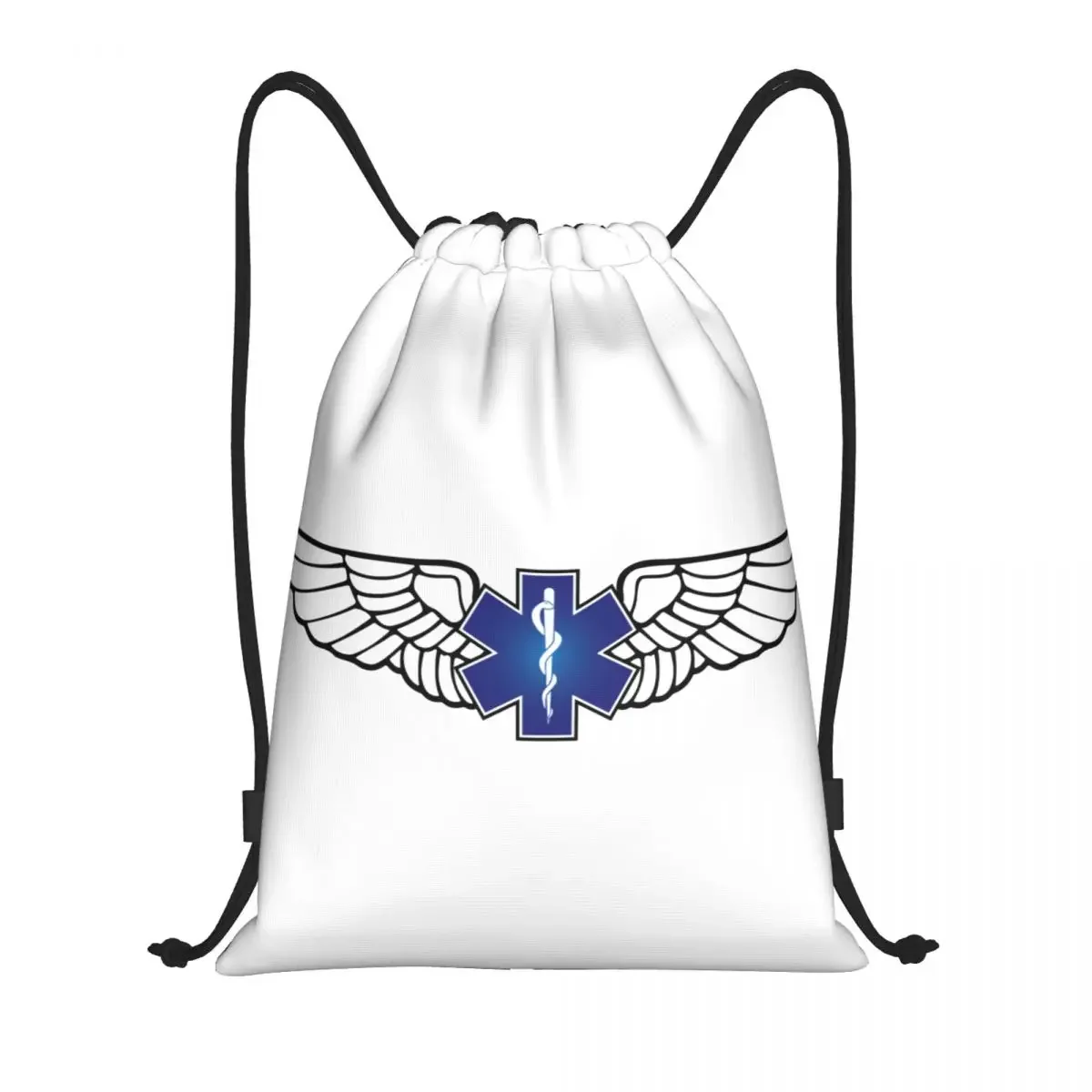 Emt Star Of Life Flight Wings Drawstring Backpack Women Men Sport Gym Sackpack Foldable Paramedic Medical Shopping Bag Sack