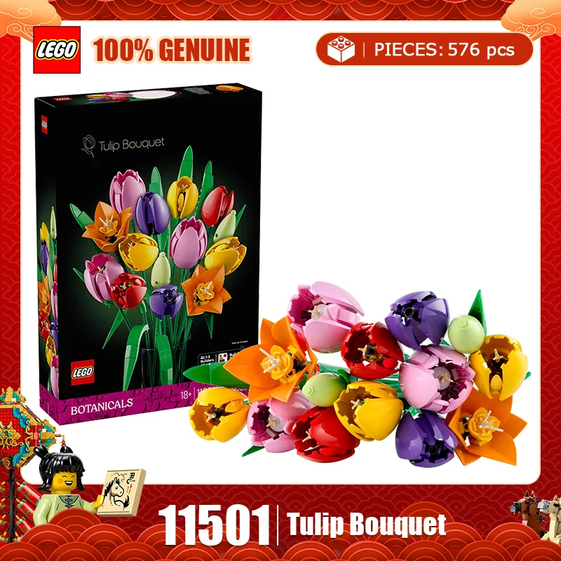 Lego bouwstenen bloemplanten serie 11501 tulpboeket jongens en meisjes kinderpuzzel bouwspeelgoed cadeau woondecoratie
