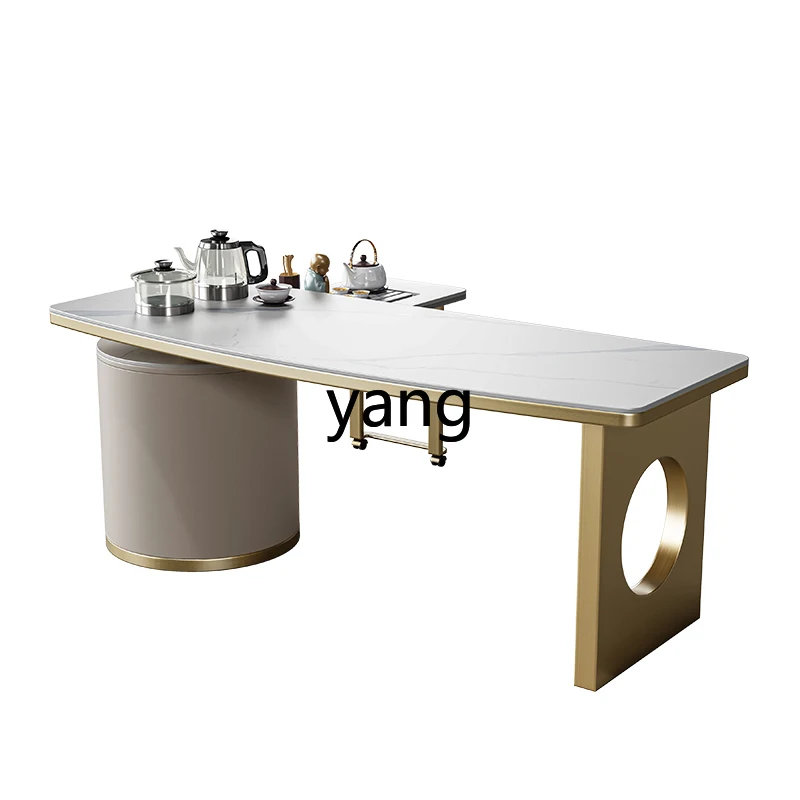 

LH tea table corner special-shaped tea brewing Kung Fu stainless steel rock slab tea table furniture