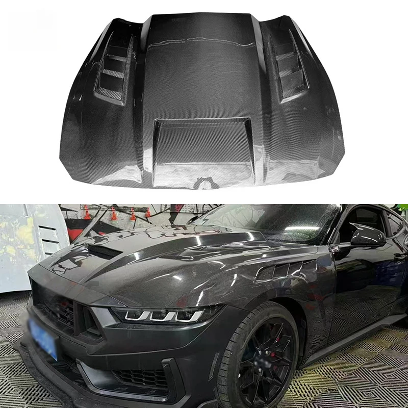 

Подходит для 2024+ Mustang, модель из углеродного волокна TF, модификация двигателя, объемный капот автомобиля