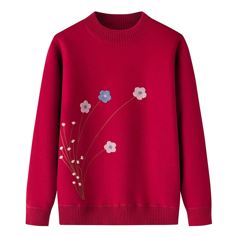 New Autumn Winter Knitted Sweater Female Pullover Women Basic Bottoming Sweater Warm Tops Middle-aged Elderly Mother Clothes
