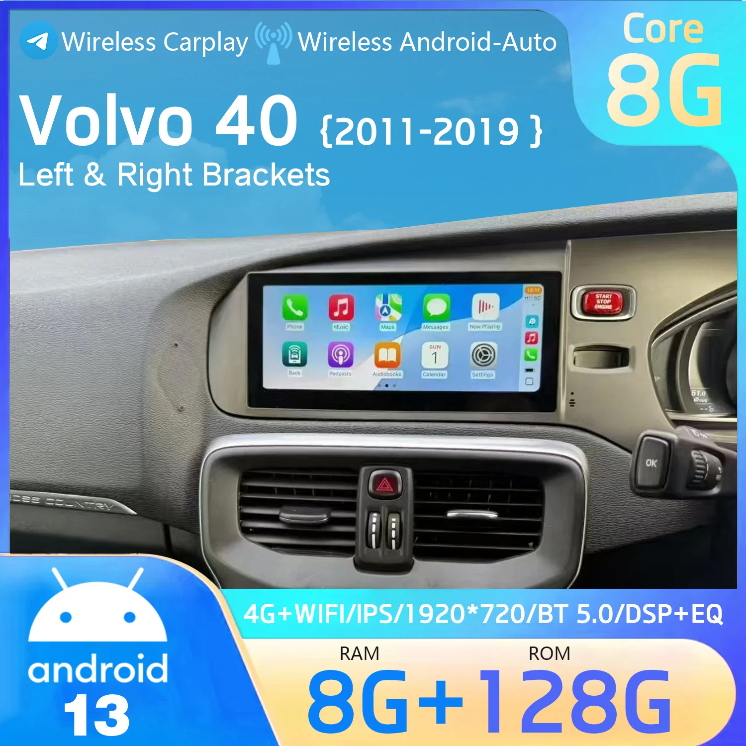 

8.8-inchTouch Screen Android Dual System Car Radio GPS Navigation DVD Player Stereo Multimedia For Volvo V40 2011-2017