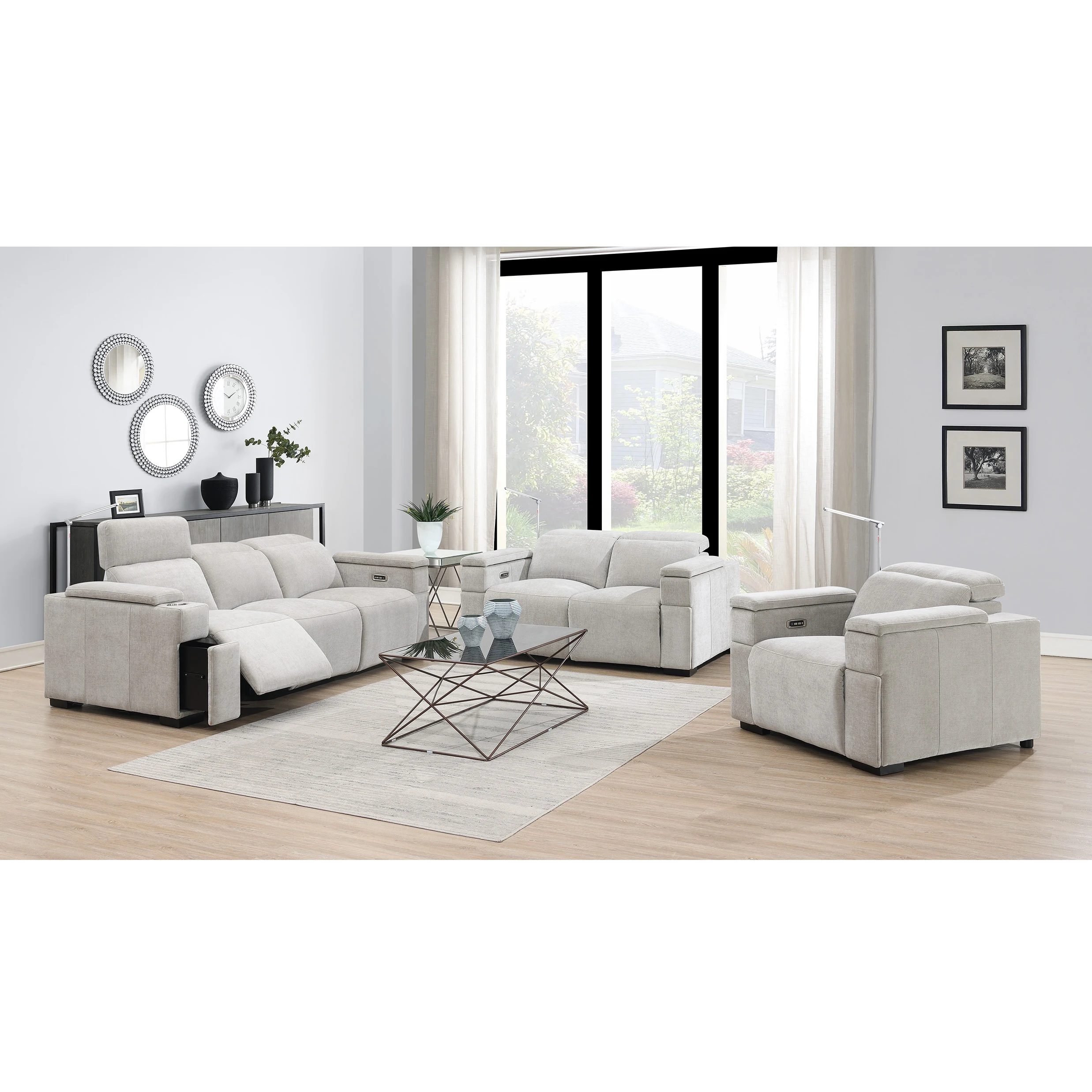 #Premium High-quality and Comfortable Fabric Recliner Sofa Set Microfiber Fabric Living Room New Sofa for Sale