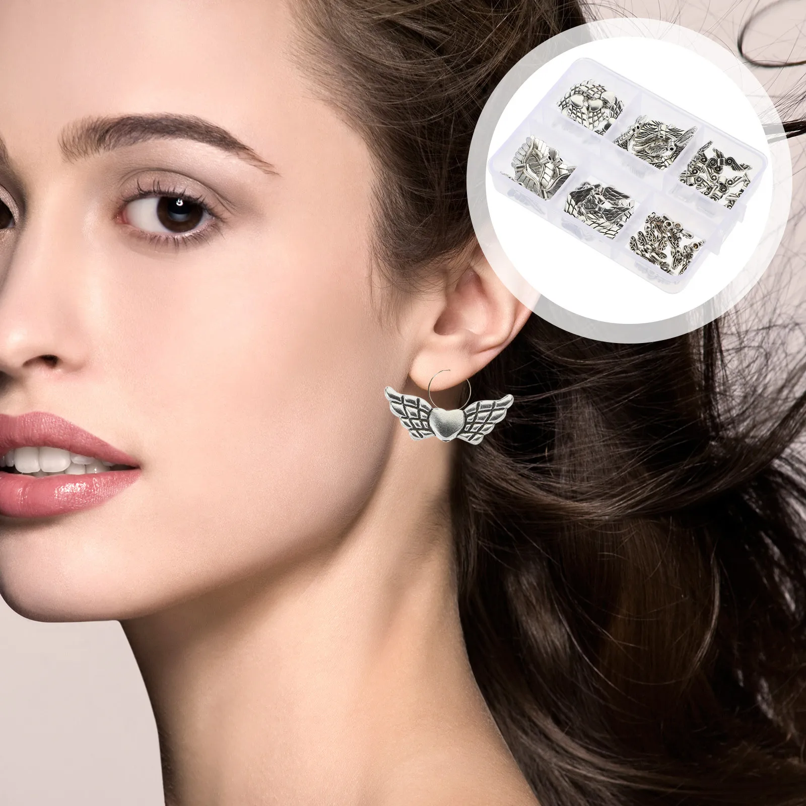 

60 шт. винтажные тибетские серебряные украшения с крыльями ангела, подвески, свободные металлические бусины для браслета «сделай сам», ожерелья, ремесленные бусины-разделители