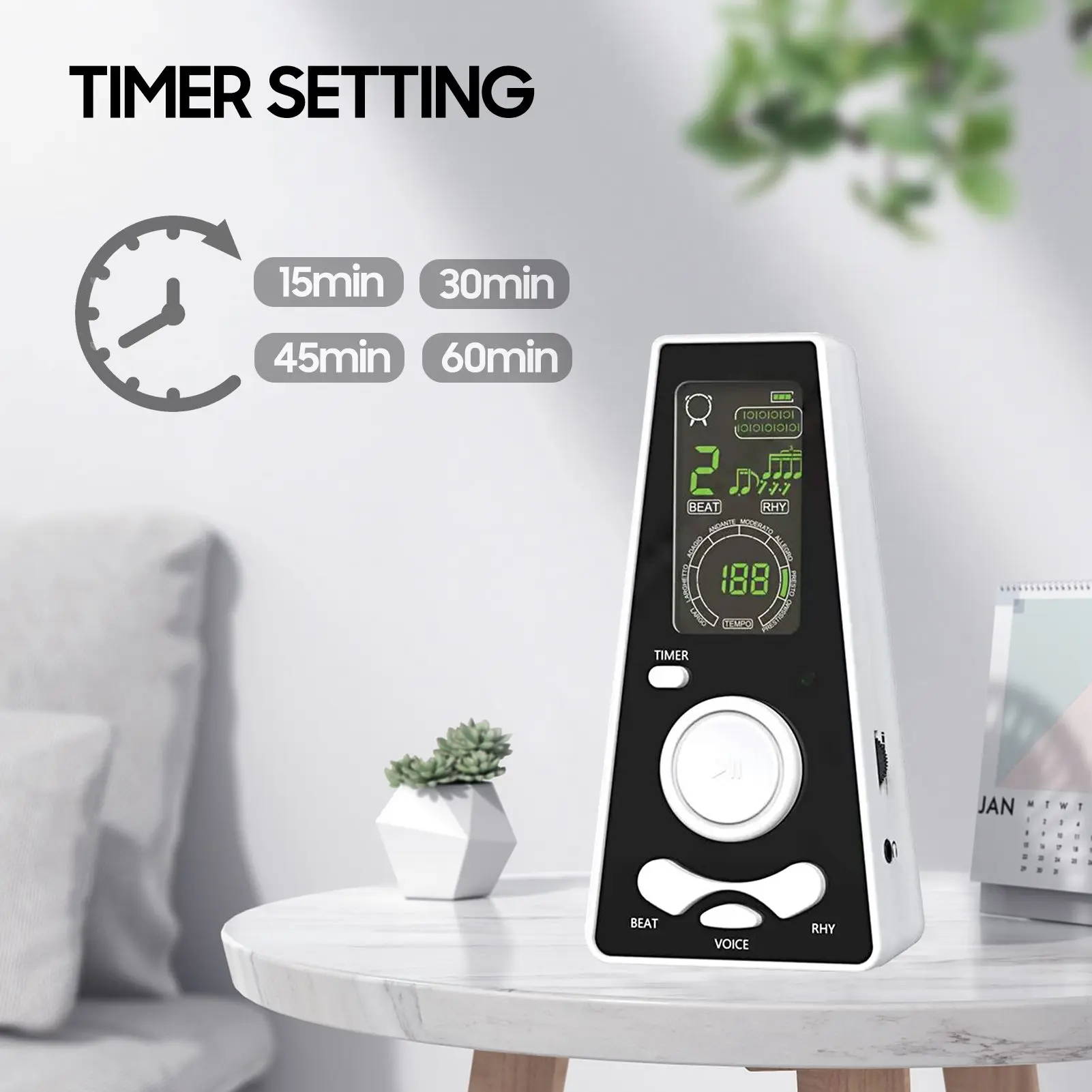 Electronic Digital Metronome with Timer Universal Electronic Metronome with Volume and Beat Speed Control, Battery or USB Cable