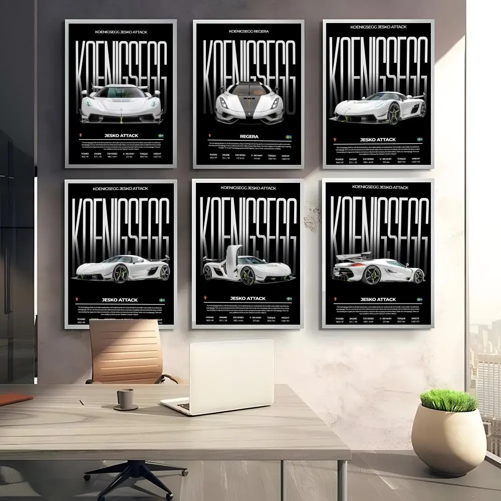 Supercar K-KoEniGsegg-ES Poster Perfect Sticker Self Adhesive Art Designed for Home Dining Office Spaces