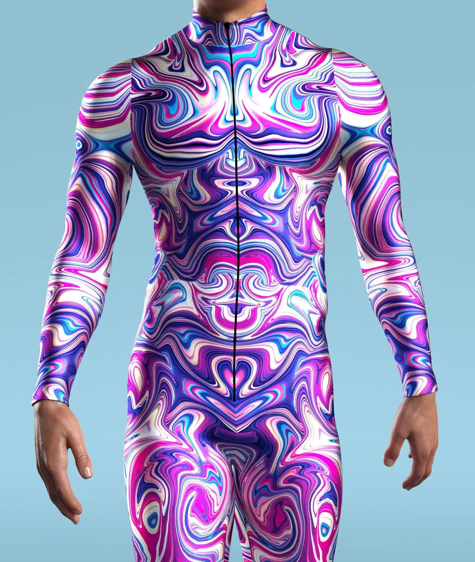 Mechanischer Print-Catsuit für Erwachsene Männer, Reißverschluss-Bodysuit, Zentai-Jumpsuit, Spiel-Party-Kostüm, Damen-Halloween-Cosplay-Outfit 2026 – Detail 3