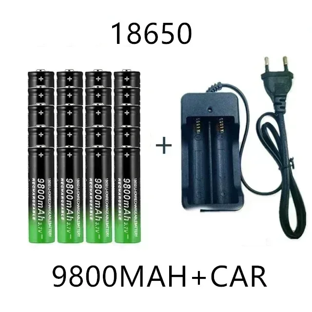 Hot Selling 18650 3.7V 9800mAh Li-Ion Rechargeable Battery with Charger: Powerful Performance for Flashlights & Tools