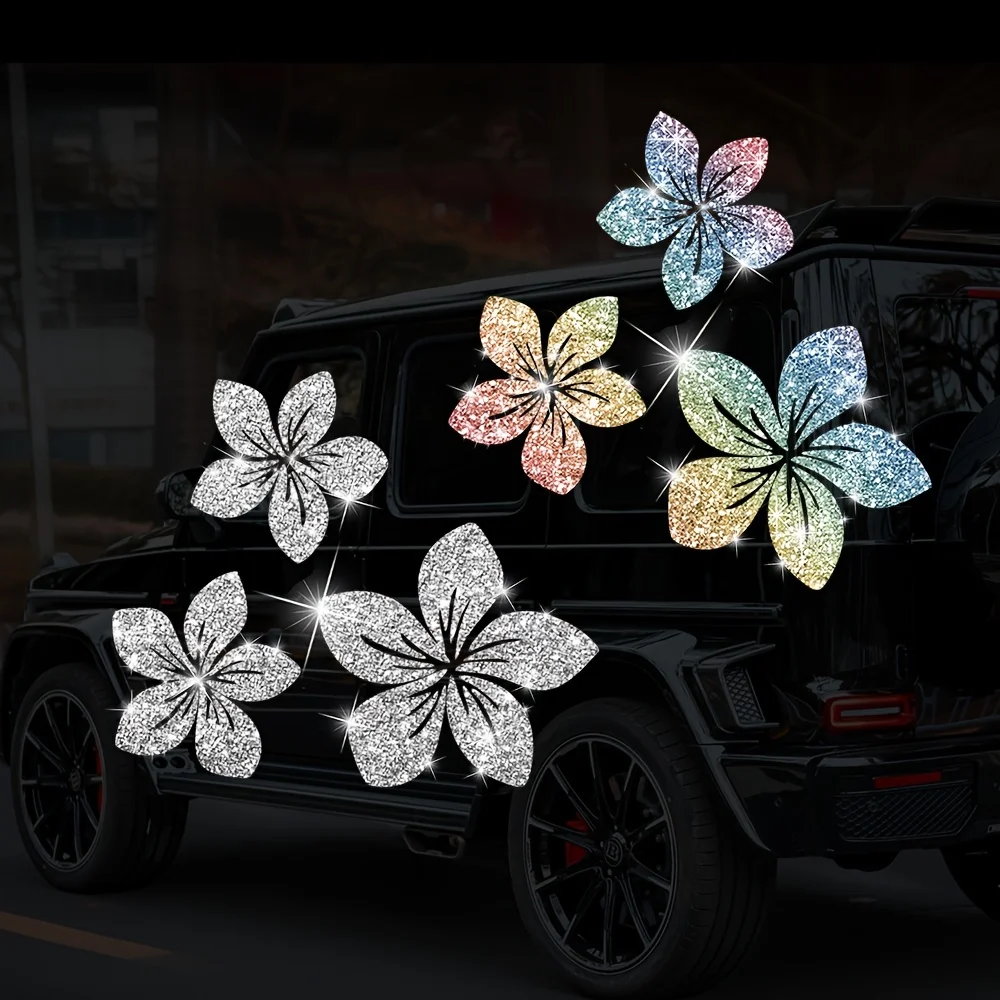 

3PCS Floral Glitter Decorative Car Stickers Waterproof DlY Auto Rear Windshield Fuel Tank Cap Window Motorcycle Vinyl Decals