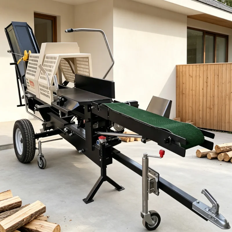 Commercial Firewood Processor 25T Manual Chainsaw Log Splitter Machine 15HP Gas Power for Professional Wood Processing