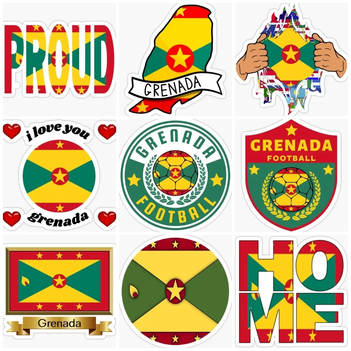 

Grenadan GRN Emblem Flag Map Creative Sticker Laptop Window Bumper Truck Car Moto Glass Off-road Helmet Camper Decal Accessories