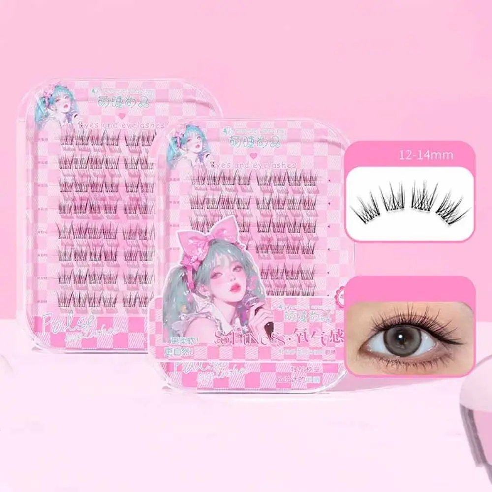 甘い自己粘着まつげクラスターメイクアップ再利用可能な接着剤不使用の偽まつげ個別の長持ちするつけまつげクラスター