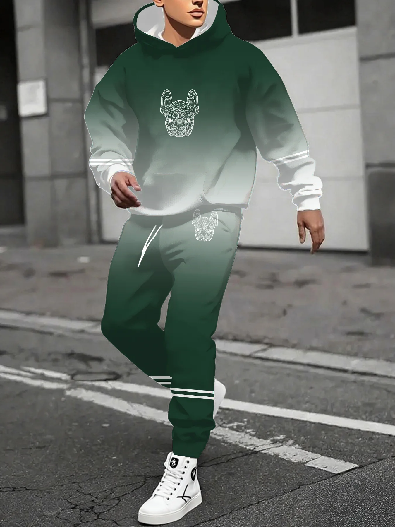 

Осенне-зимний мужской комплект с капюшоном и рисунком маленькой собаки для мужчин, повседневный модный комплект с капюшоном, быстросохнущий и дышащий