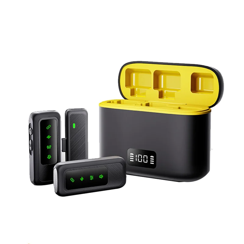 

ABMF-M8 Pro беспроводной петличный микрофон с ЖК-дисплеем, зарядное устройство, микрофон с шумоподавлением для Ios Android, прямая трансляция