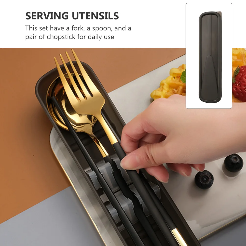 

Chopsticks and Forks Spoon Set Cutlery Foldable Outdoor Picnic Reusable Practical Serving Utensils Silverware Travel