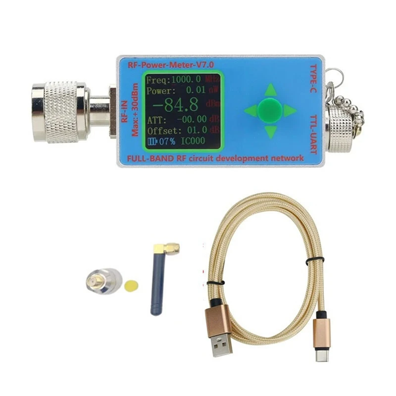 N-Type 100K-10Ghz V7.0 RF Power Meter TTL Software Communication TYPE-C USB Data Export Power Detector RF Attenuator