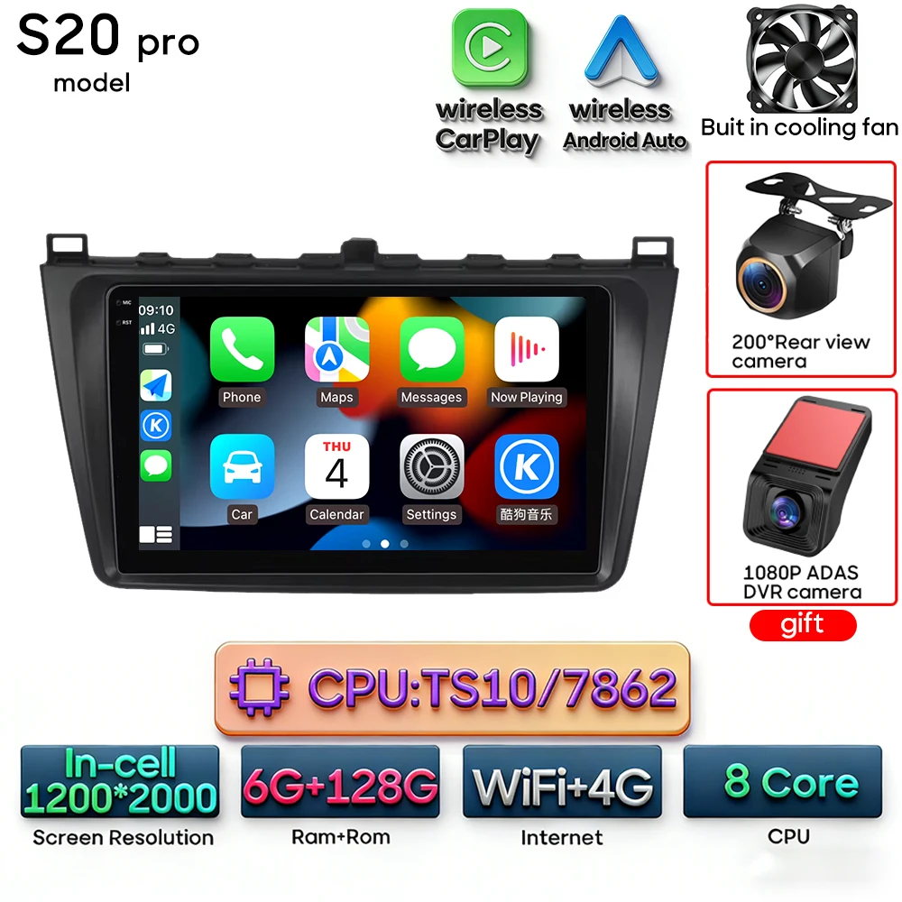 Android 16 voor Mazda 6 Rui GH 2008 - 2015 Auto Multimedia Speler Draadloze Carplay Autoradio Stereo Video Wifi Navigatie GPS BT