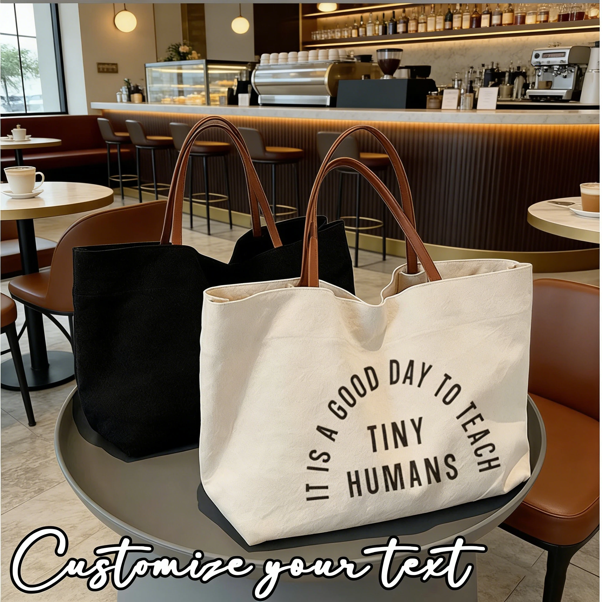 

Custom Canvas Tote Bag Personalized Name And Logo Design Reusable Shopping Bag For Daily Outdoor Use And Grocery Shopping