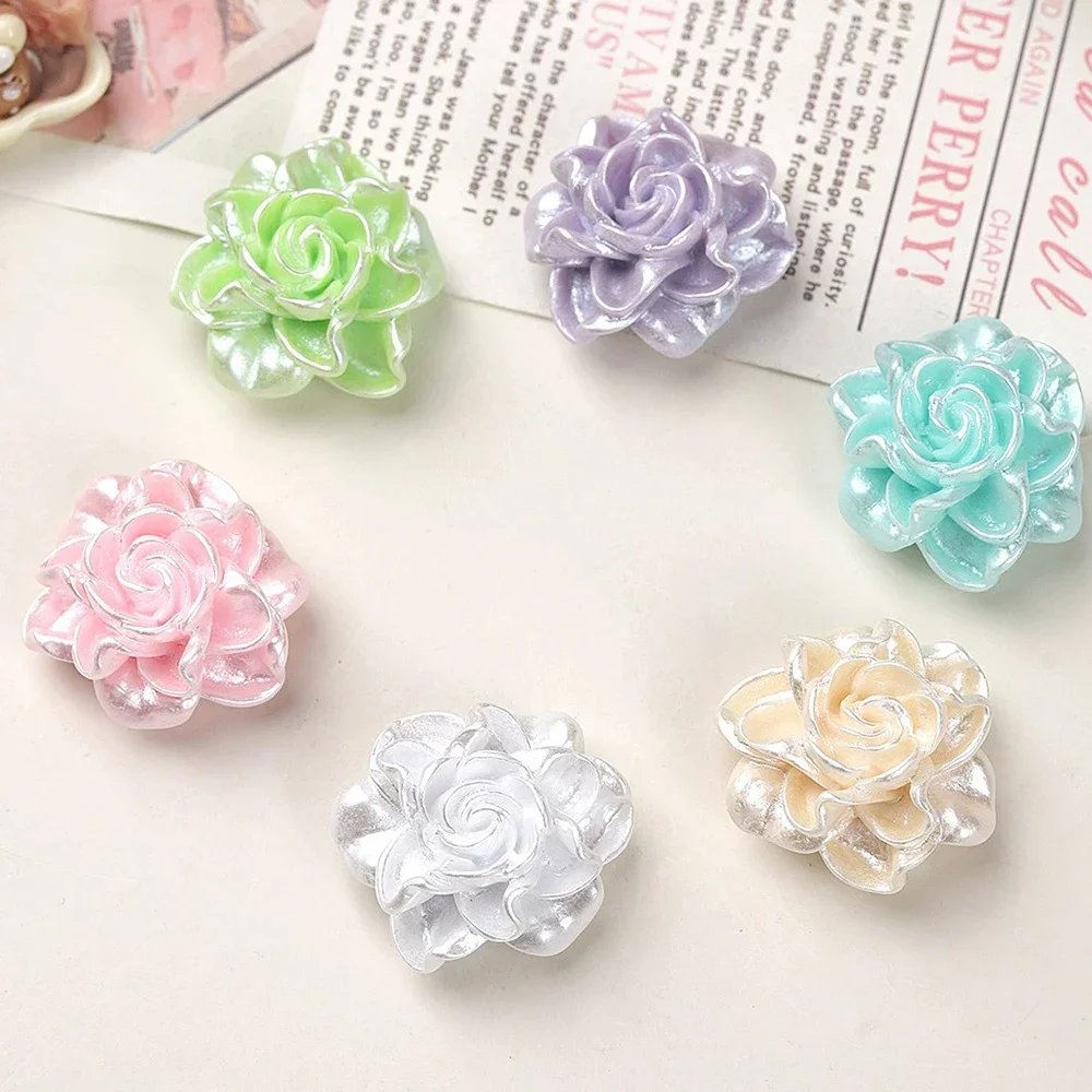10PCS 28x25mm Circle Flower Series Miniature Flat Back Resin Cabochons For Hairpin Scrapbooking DIY Home Decor Craft Accessories
