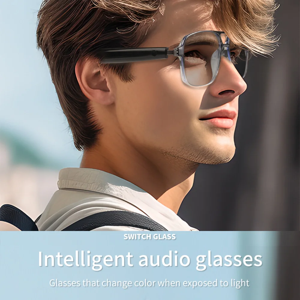 Nuevas gafas de Audio inteligentes GS10, asistente de voz AI, auriculares de música HIFI, lentes para deportes al aire libre con luz azul, gafas de moda para cámara