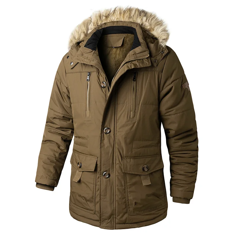 New Fashion Winter Men Long Sleeve Hooded Thicken Parkas Male Simple Basic Casual Daily Coats European American Fashion Clothes