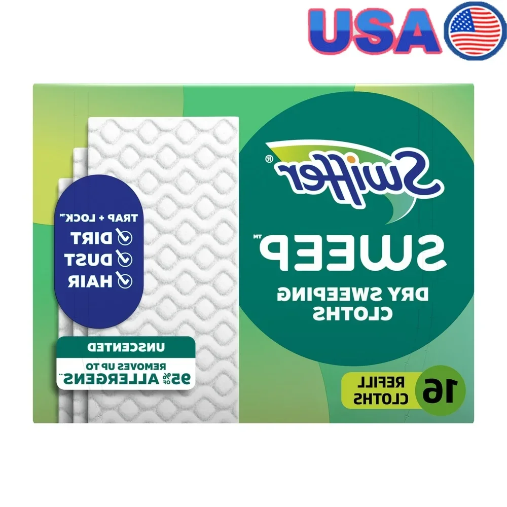 

Dry Mop Refill Pads 16 Count Floor Cleaner Unscented Microfiber Cloths 2X Dirt Dust Hair Trap Lock Flat Mop Cleaning Supplies