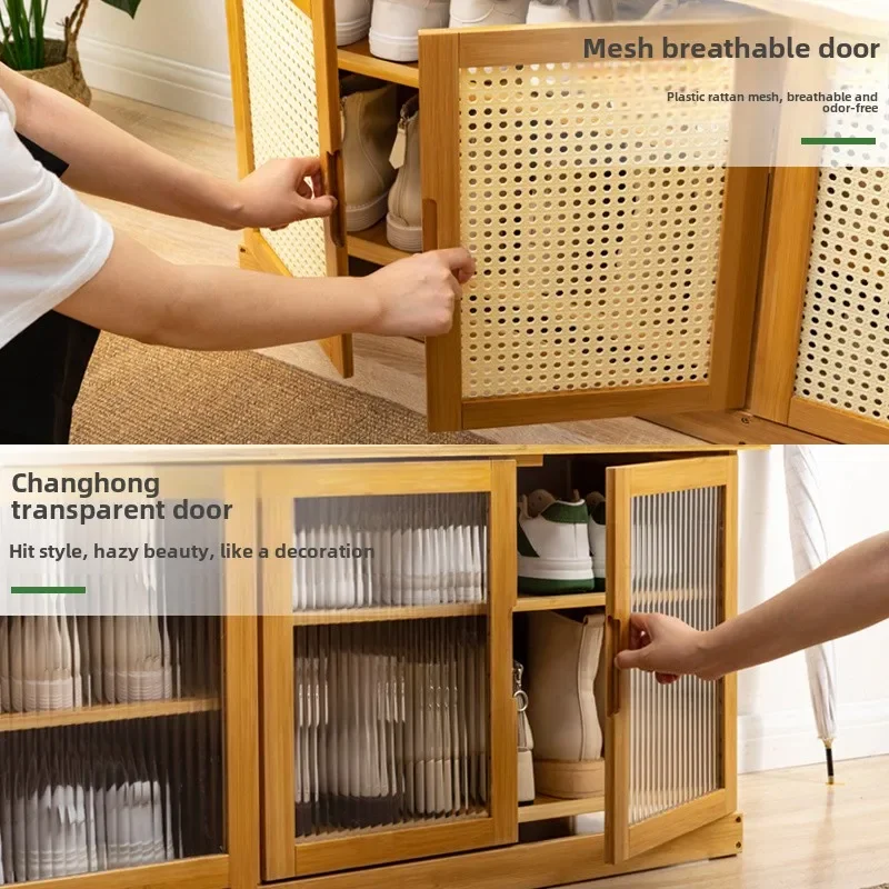 الحد الأدنى خزانة خذاء من الخيزران تنفس شبكة رف الأحذية الحديثة الغبار دائم التخزين المنظم توفير المساحة أثاث المنزل