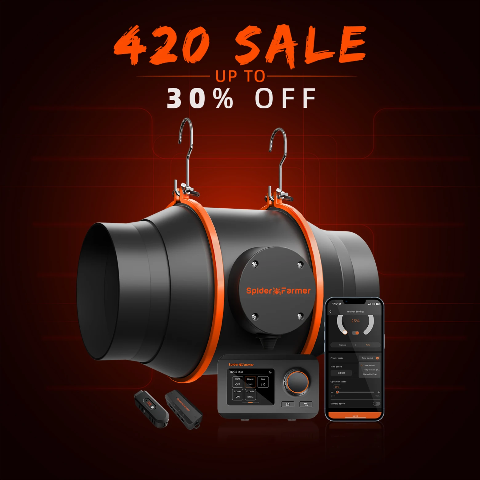 

Spider Farmer 4"/6" Inline Fan with GGS Controller, Smart APP Control, Ventilation Air Cooling Fan for Grow Tent