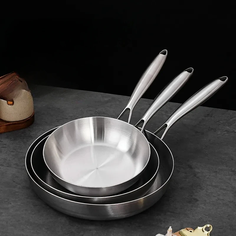 

Frying Pan 304 Food Grade Stainless Steel Non Stick Pan Extra Thick 3-layer Induction Cooker General Purpose High Quality Wok