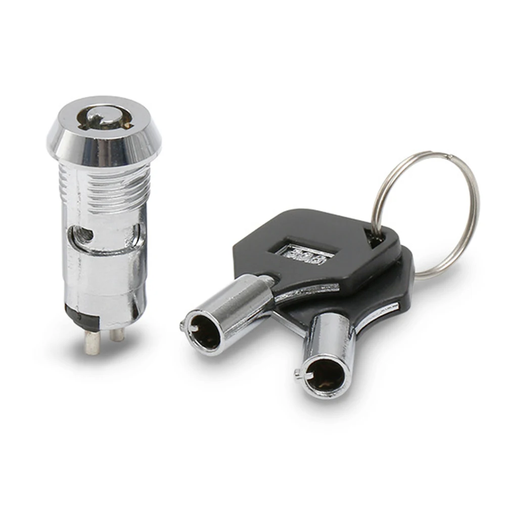 Stainless Steel 12mm Key Lock with Nut and 2 Keys for Vending Machines Featuring Dual Gear Double Pull Opening Mechanism
