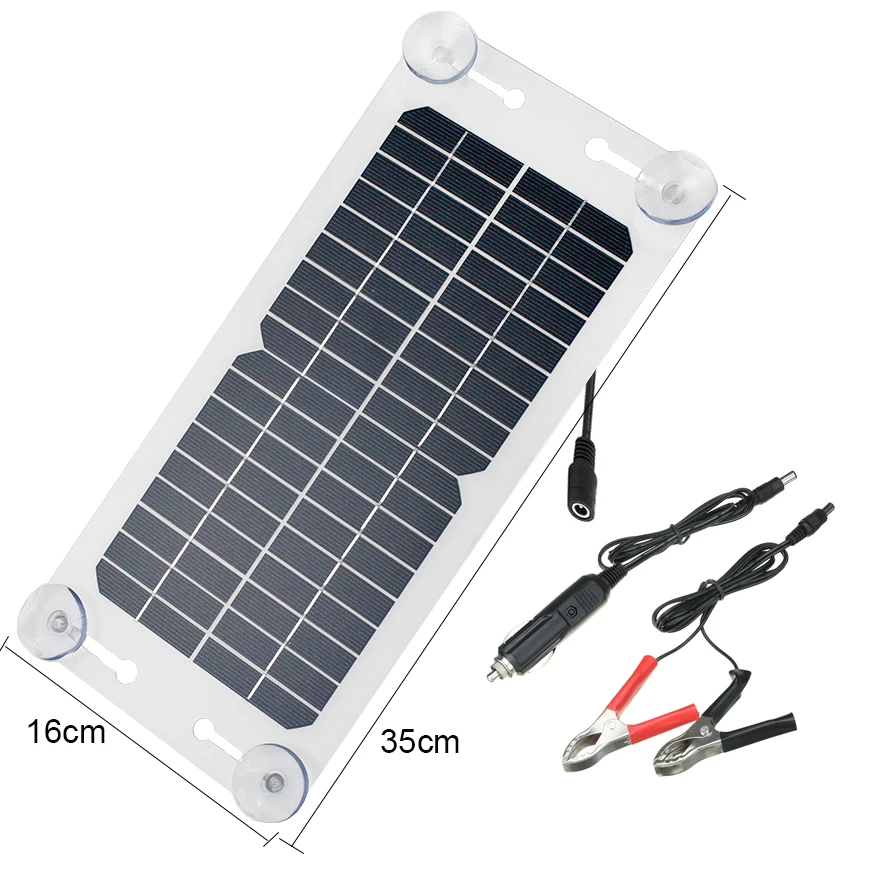 Cargador Solar portátil de 20W y 12V, batería de coche, motocicleta, patada, Scooter, paneles solares monocristalinos, cargador para coche, RV, furgoneta, barcos