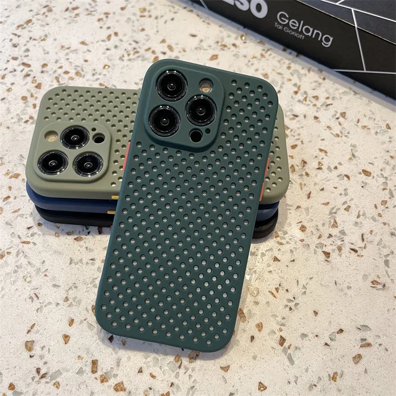 Funda transpirable y refrescante para iPhone 17 Air 16 E 15 14 Plus 13 12 11 Pro Max, disipación de calor, silicona suave a prueba de golpes 6