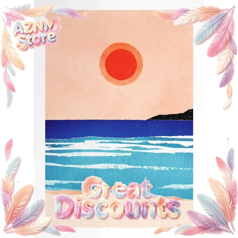 Canvas Painting Wall Art Picture Simple Outdoor Summer Beach Scenery Poster Sunset Surfers Swimming Ocean Living Room Home 2026