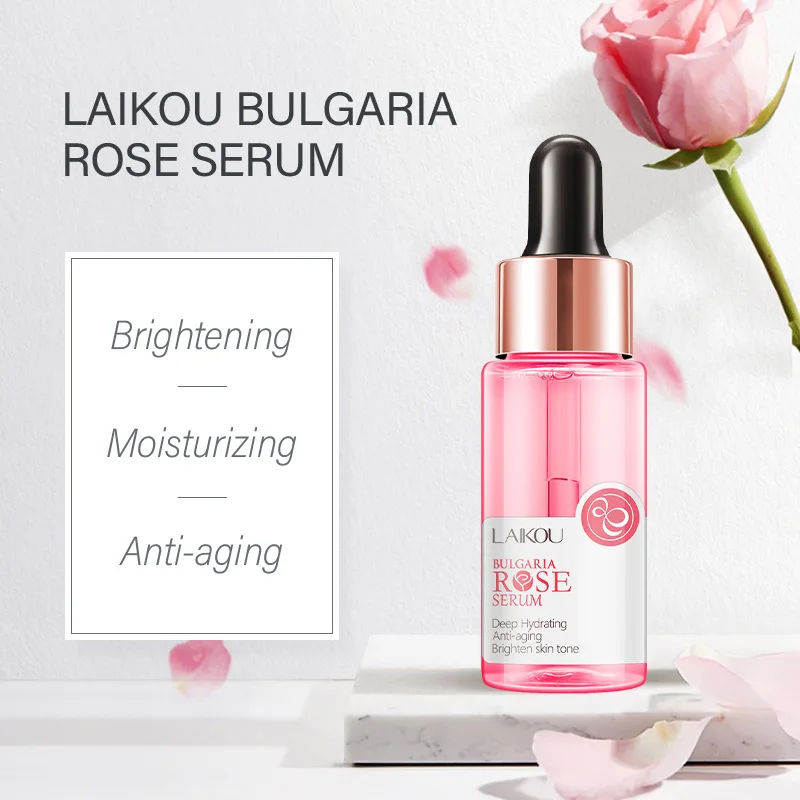 Siero viso alla rosa LAIKOU 17ml Idratante Nutriente Cura della pelle Essenza viso Bulgaria Controllo del petrolio Idratazione profonda
