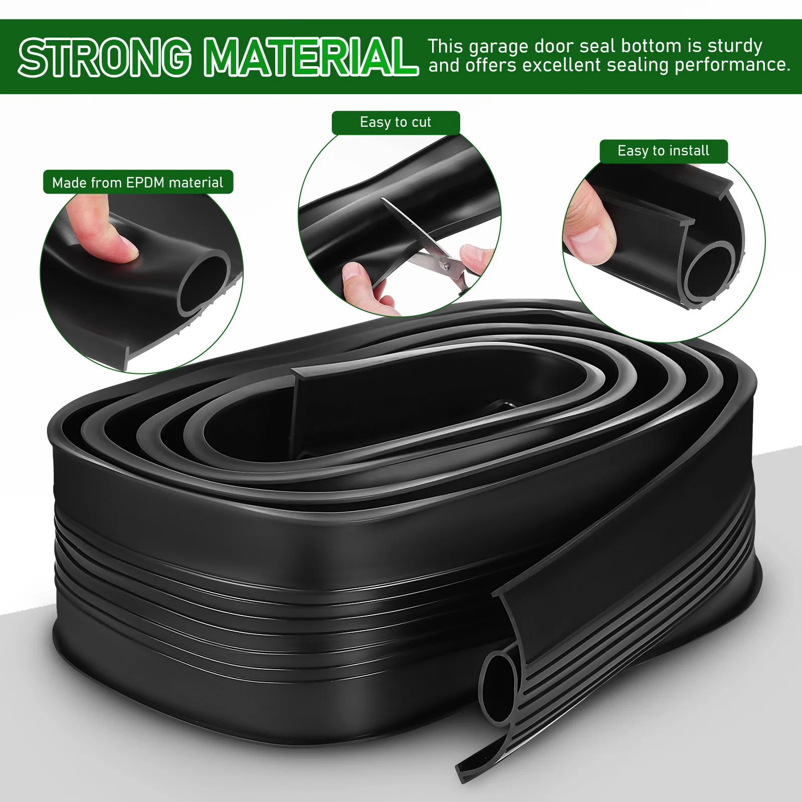 1 لفة باب المرآب أسفل شريط عازل Epdm مانعة لتسرب الماء عتبة طوقا لعزل الفجوة عازل للصوت حماية مقاومة للماء
