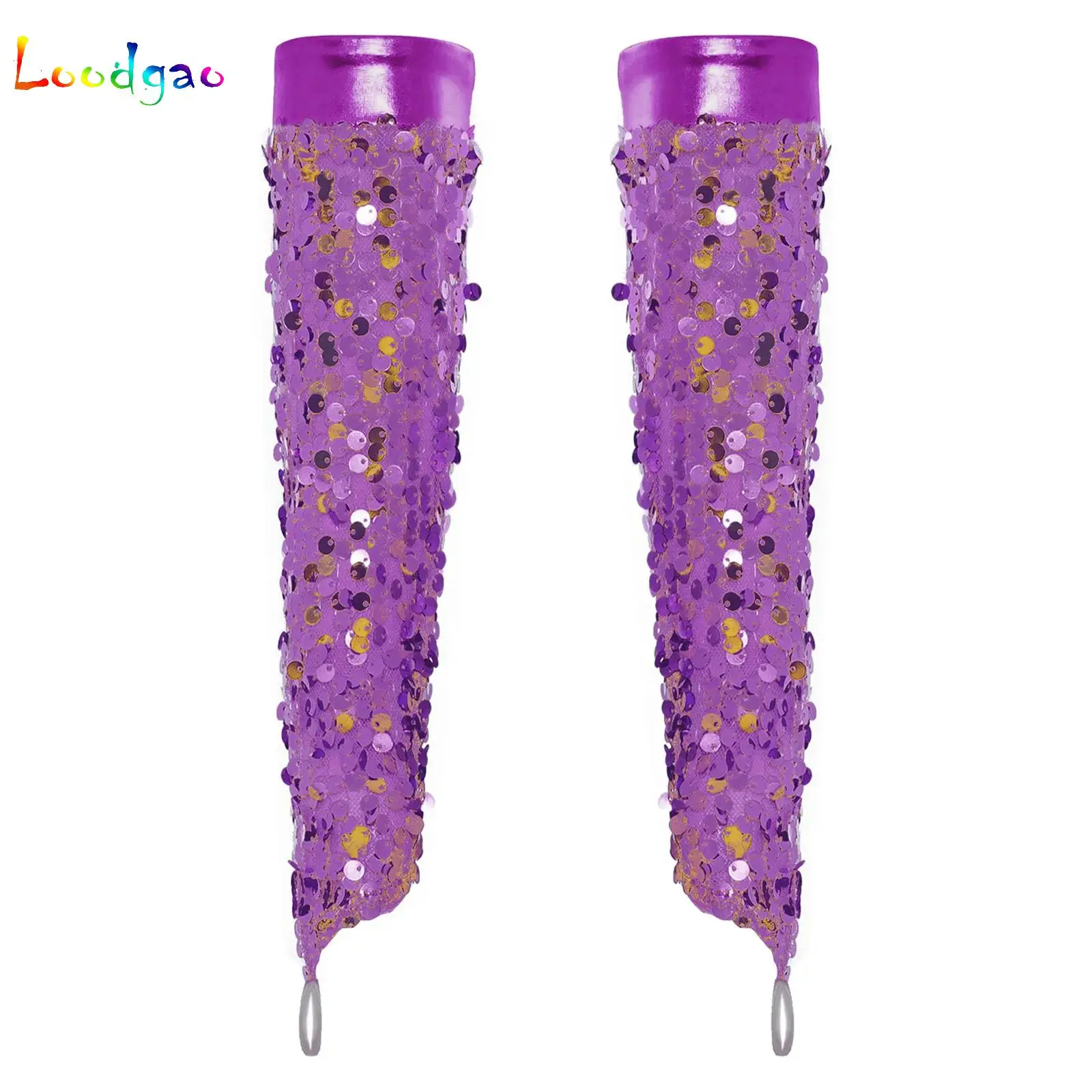 Long Elastic Fingerless Gloves Kids Girls Sparkling Sequin Jazz Dance Performance Party Holiday Stage Costume Accessories Gloves